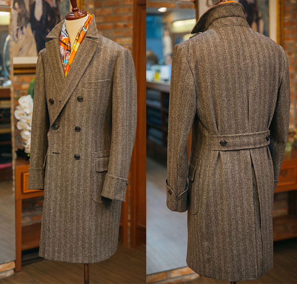 Men'S Vintage Formal Wear - 빈티지 울 혼방 헤링본 코트 남성용