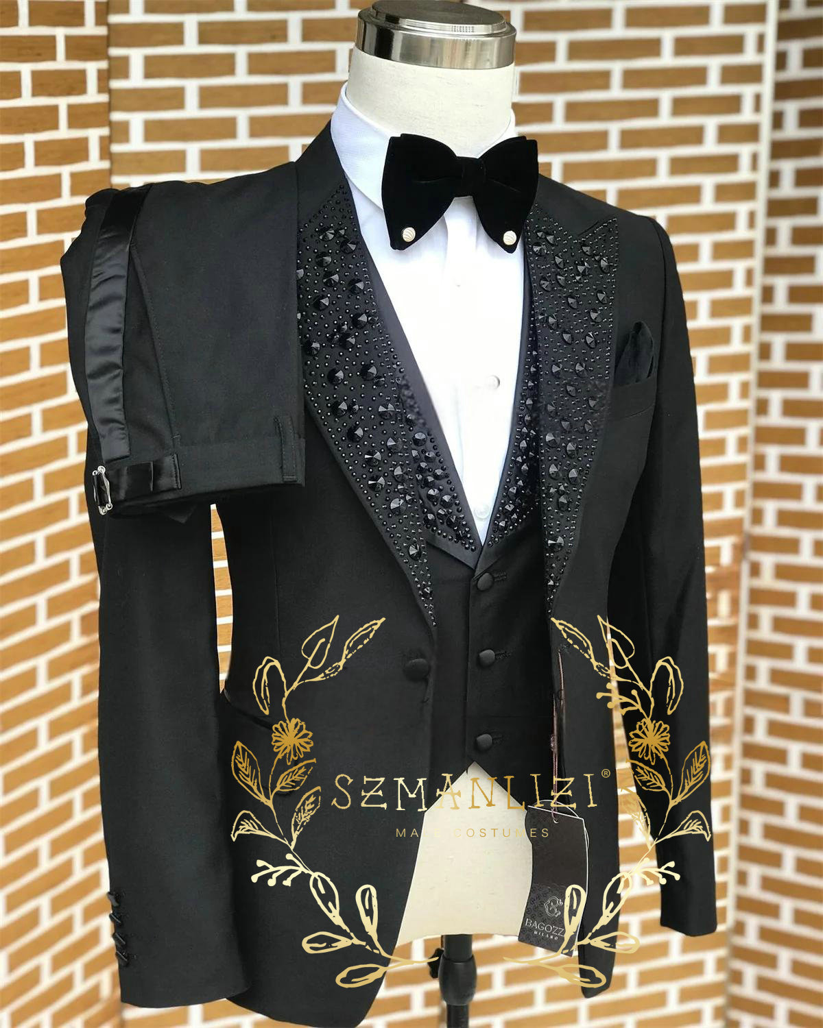 Formal Wear For Men Black Suit - 흑인 남성 정장 럭셔리 스톤 크리스탈