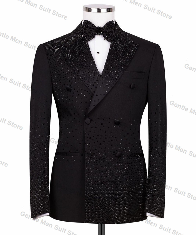 Formal Wear For Men Black Suit - 블랙 럭셔리 크리스탈 남성용 정장, 2