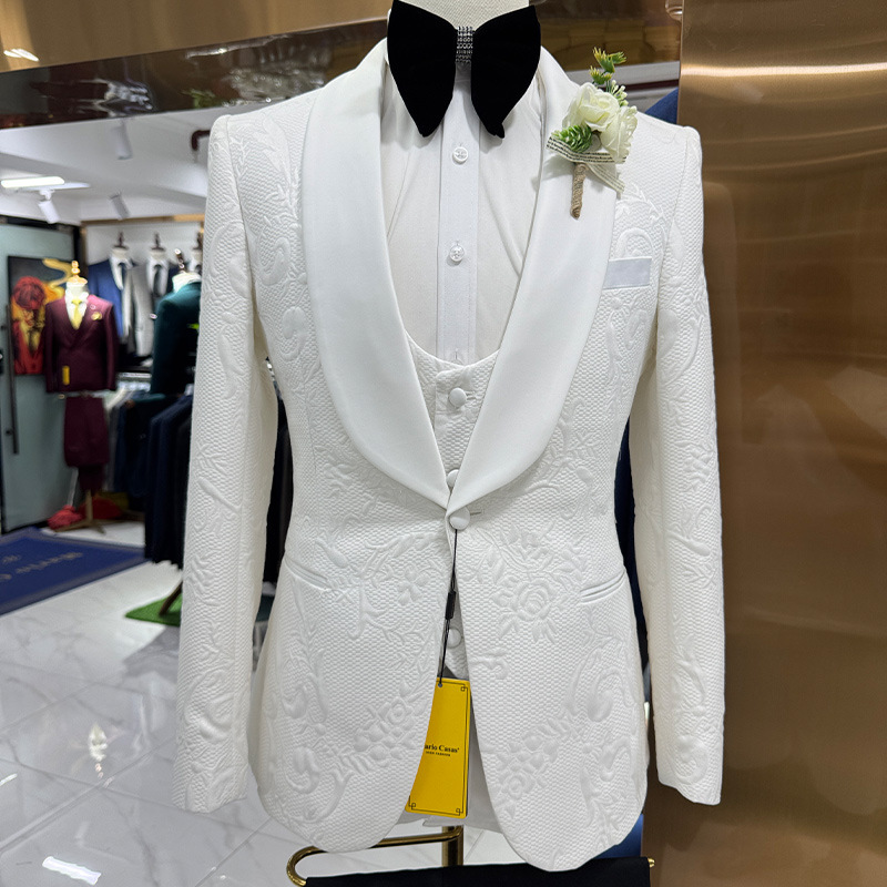 Formal Wear For Men Black Suit - 남성 웨딩 정장 화이트 3피스 세트