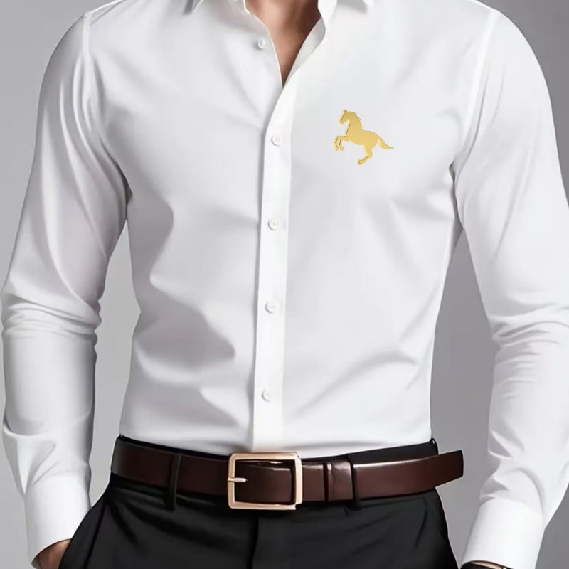 Men Formal Wear Shop - 우아한 황금 말 로고 프린트 남성