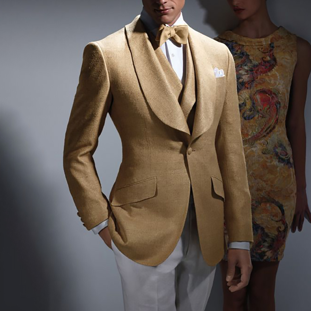Men Formal Wear Wedding Guest - 슬림핏 남성 정장 3피스(블레이저+조끼+바지) 싱글 버튼