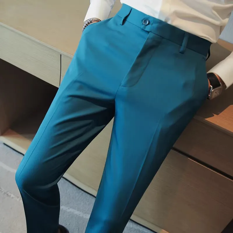 Men Formal Wear Shop - 팝 남성 솔리드 웨딩 드레스 트라우저