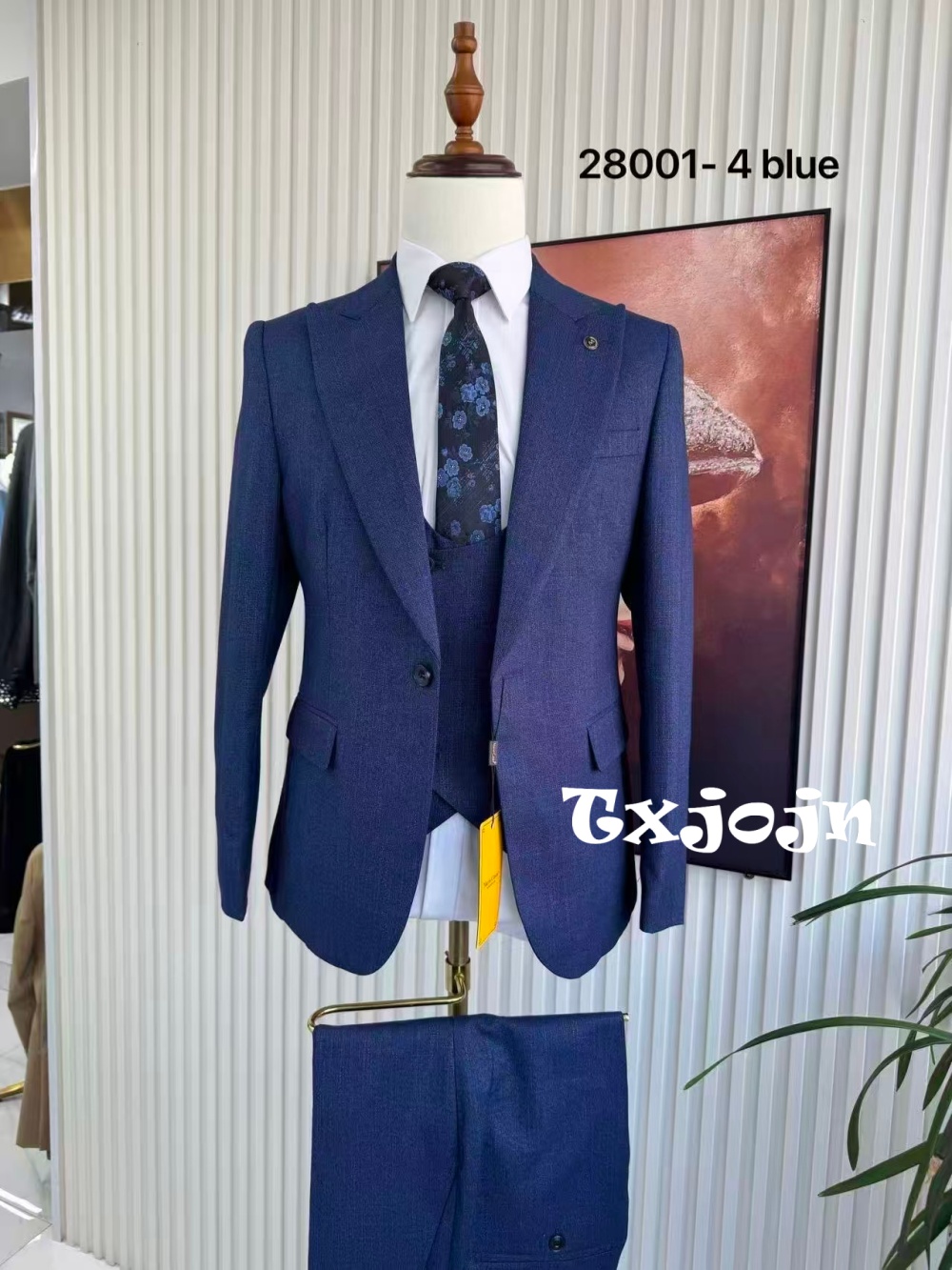 Men Formal Wear Wedding Guest - 파란색 정장 남성복 3피스 비즈니스 협상복