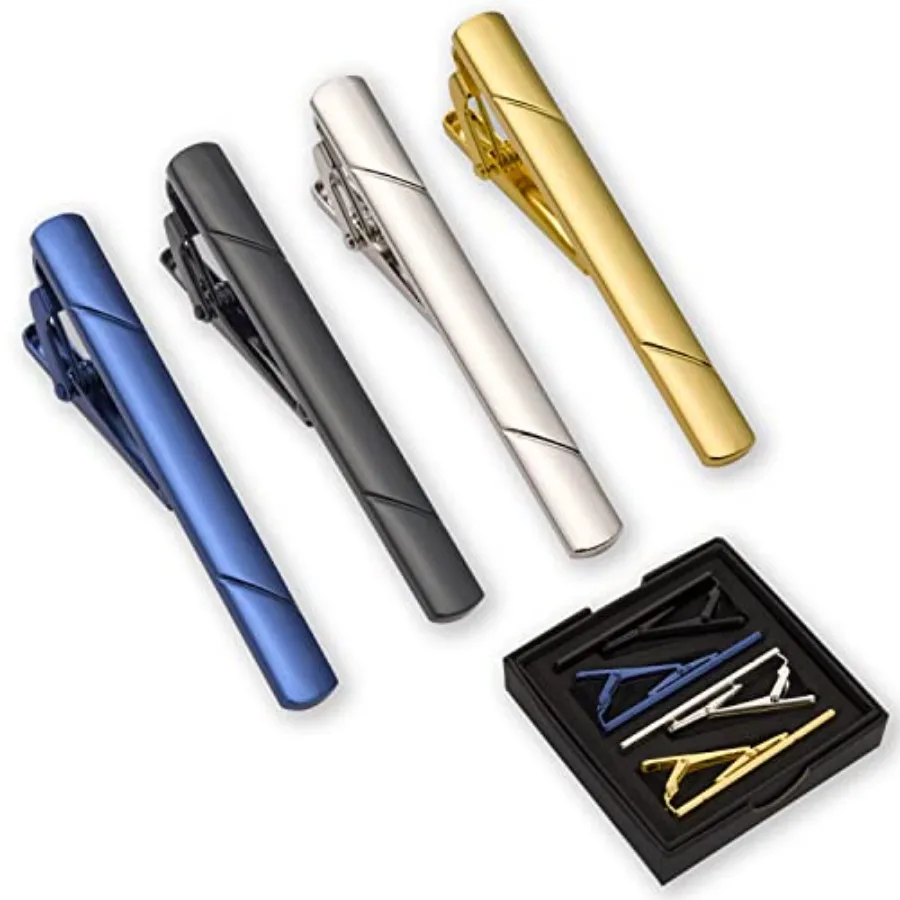 Tie Bar Clip - 남성용 넥타이 클립 4개 세트, 선물