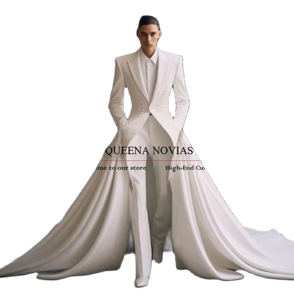 Men'S Formal Wear No Suit - 우아한 진주 장식 남성 정장, 움직이는