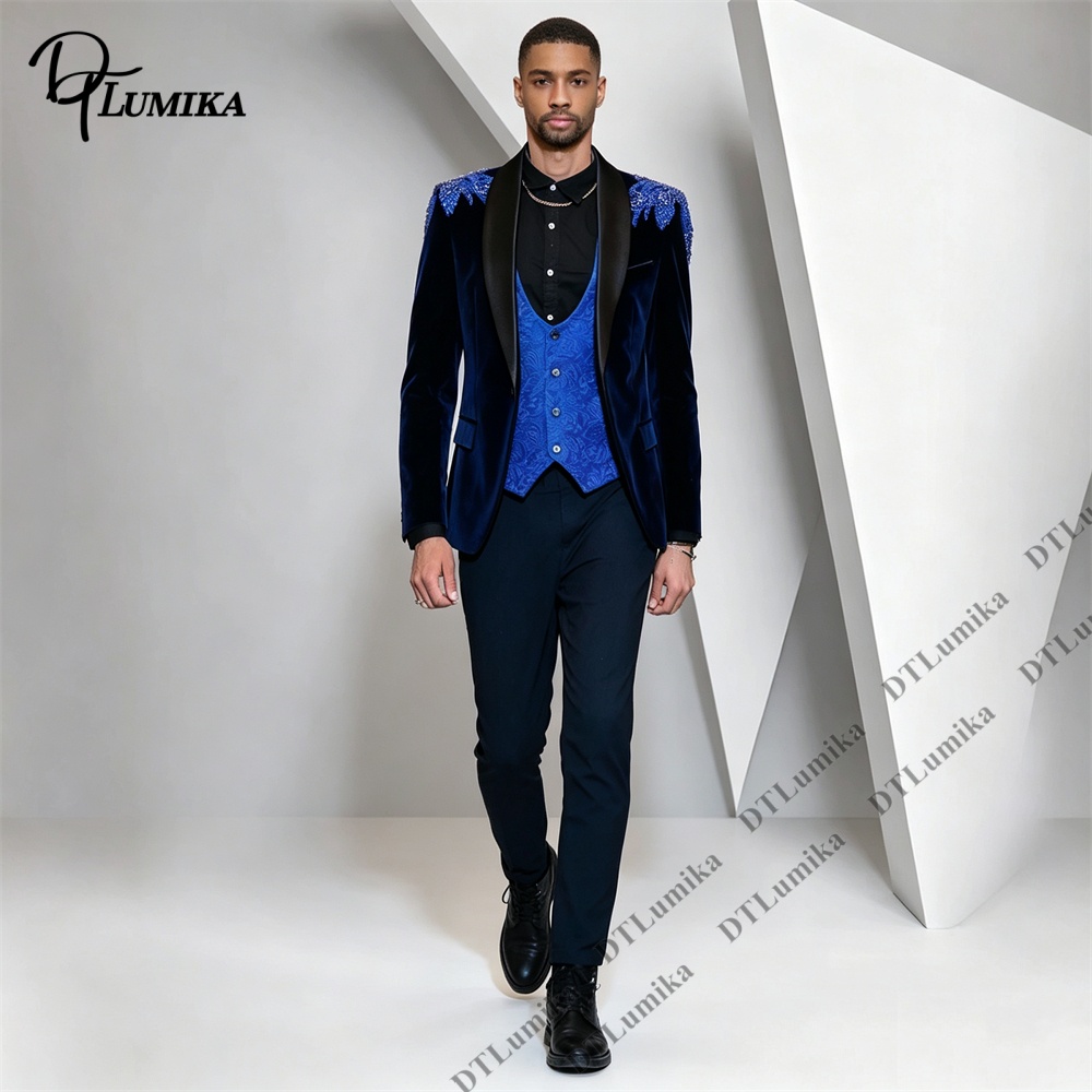 Formal Wear For Men Black Suit - Peagent Men 3 피스 벨벳 슈트