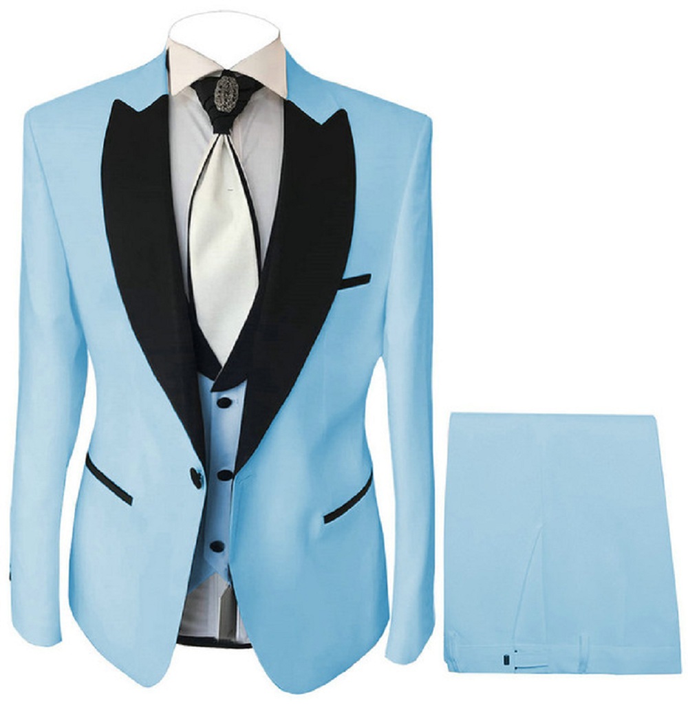 Formal Wear For Men Black Suit - 원버튼 블랙 숄 라펠 코스튬 3피스