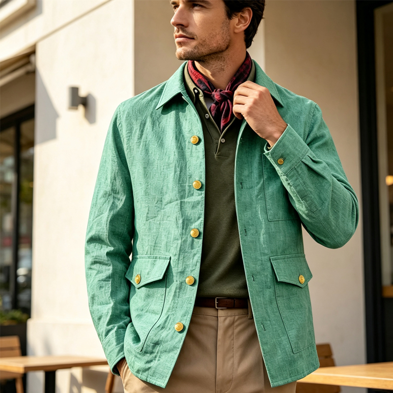 Men'S Vintage Formal Wear - 빈티지 남성 린넨 재킷 라펠 칼라