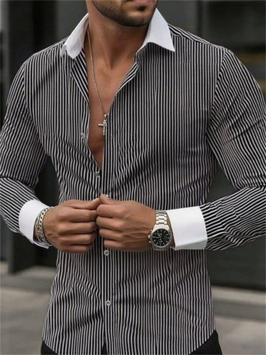 남성 슬림핏 스트라이프 라펠 긴소매 정장 셔츠 칼라 비 - Men Formal Wear Shop 리뷰 및 가격