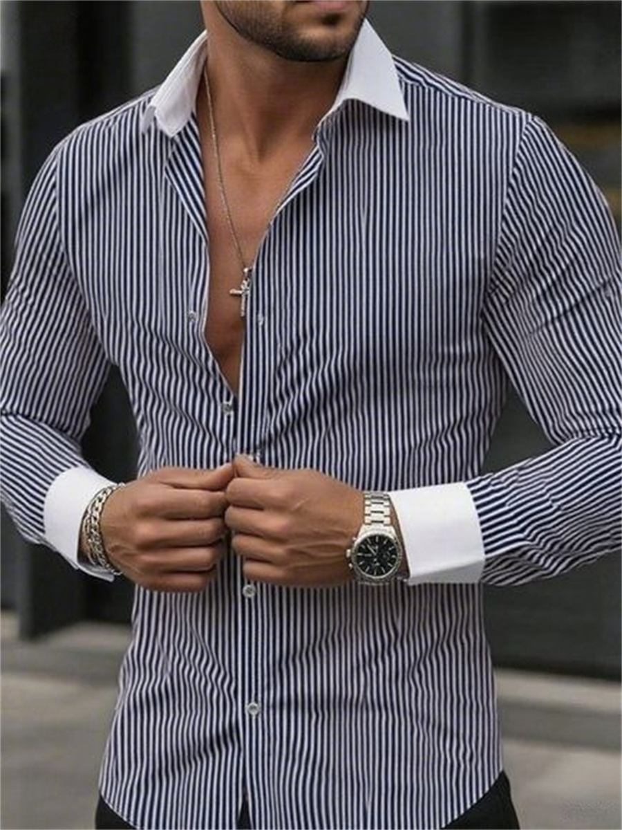 남성 슬림핏 스트라이프 라펠 긴소매 정장 셔츠 칼라 비 - Men Formal Wear Shop 리뷰 및 가격
