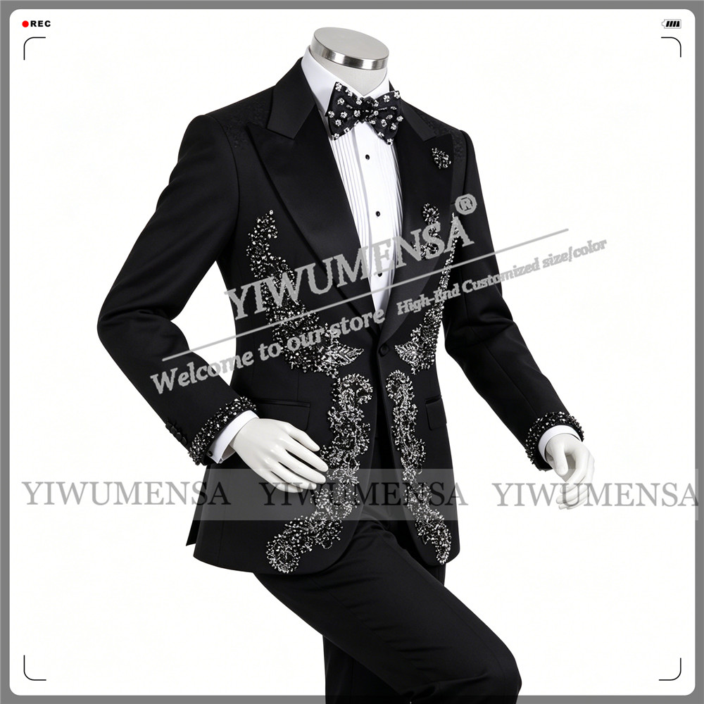 남성용 독점 웨딩 정장 슬림핏 비즈 장식 자켓 바지 2 - Men'S Formal Wear No Suit 리뷰 및 가격