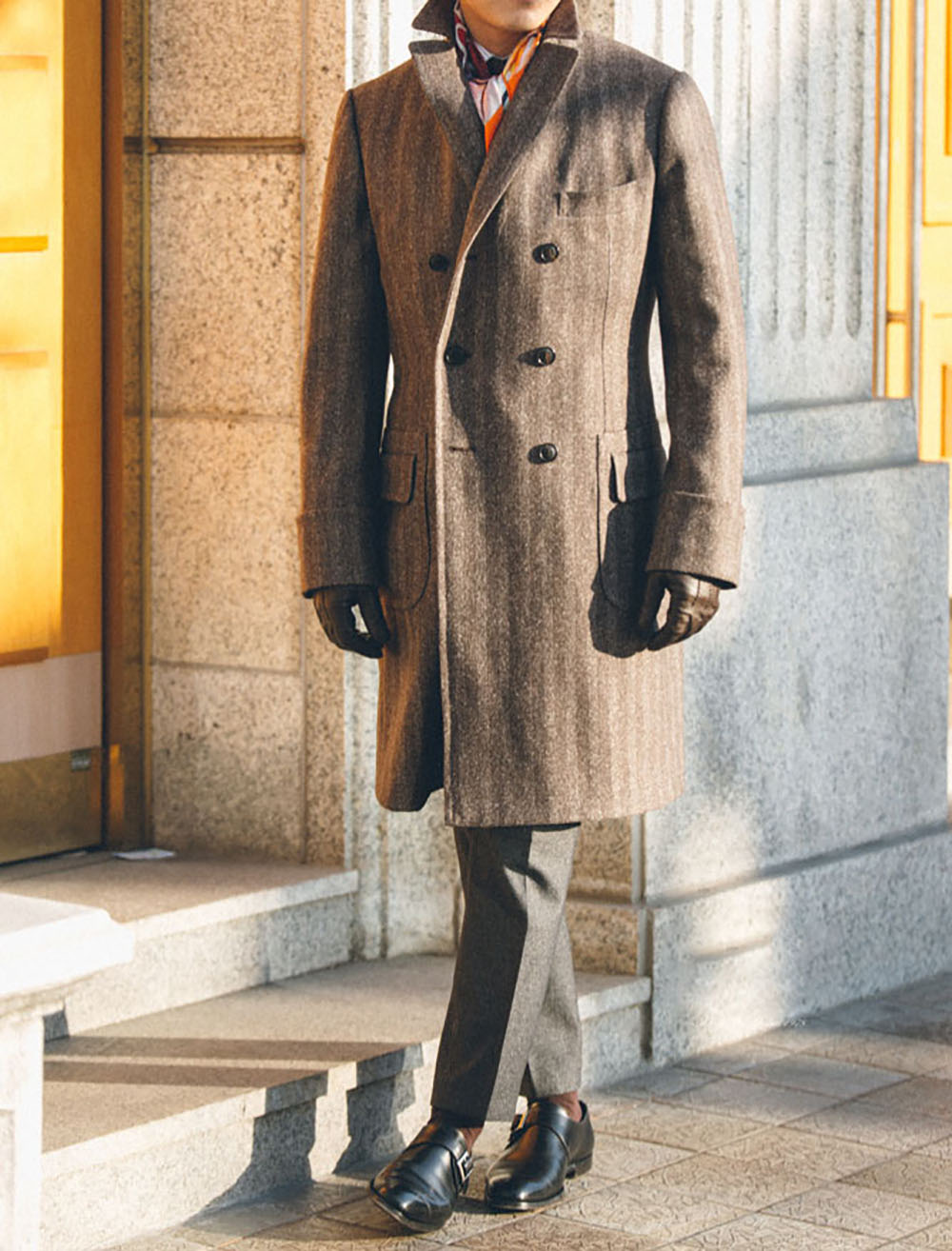 빈티지 울 혼방 헤링본 코트 남성용 맞춤형 더블 브레스 - Men'S Vintage Formal Wear 리뷰 및 가격