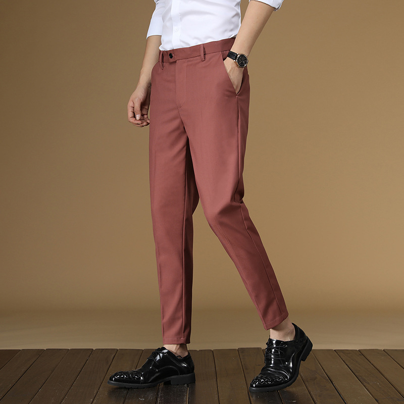 남성용 여름 정장 바지, 레드 블랙 카키 플랫, 포멀  - Men Formal Wear Summer 리뷰 및 가격