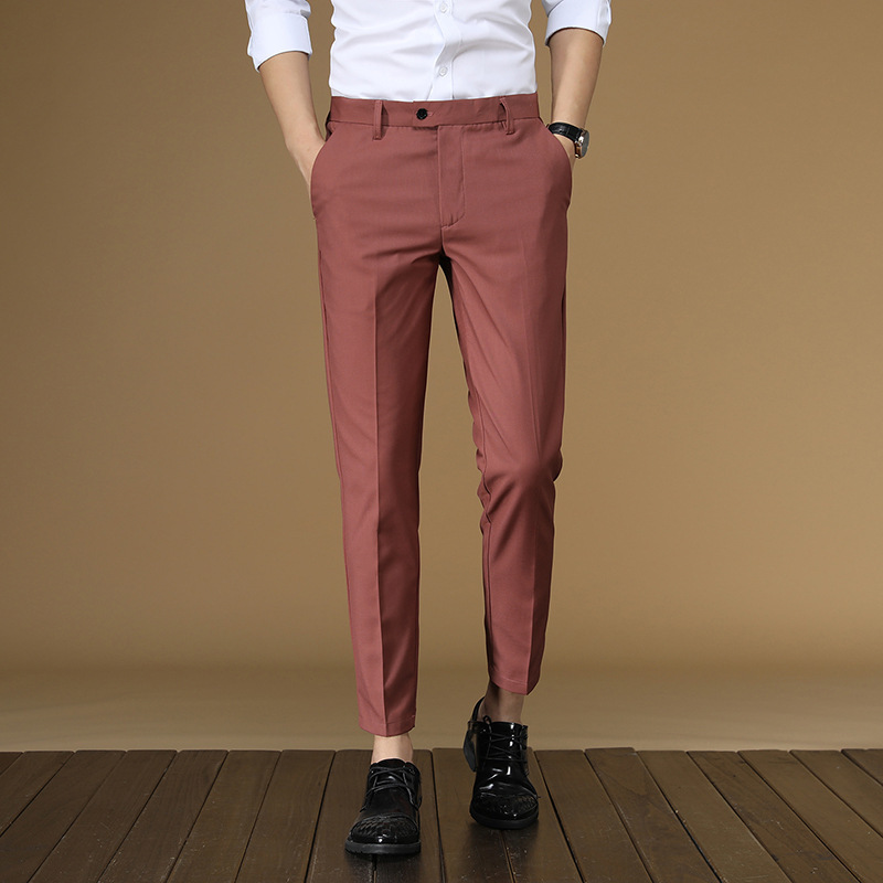 남성용 여름 정장 바지, 레드 블랙 카키 플랫, 포멀  - Men Formal Wear Summer 리뷰 및 가격