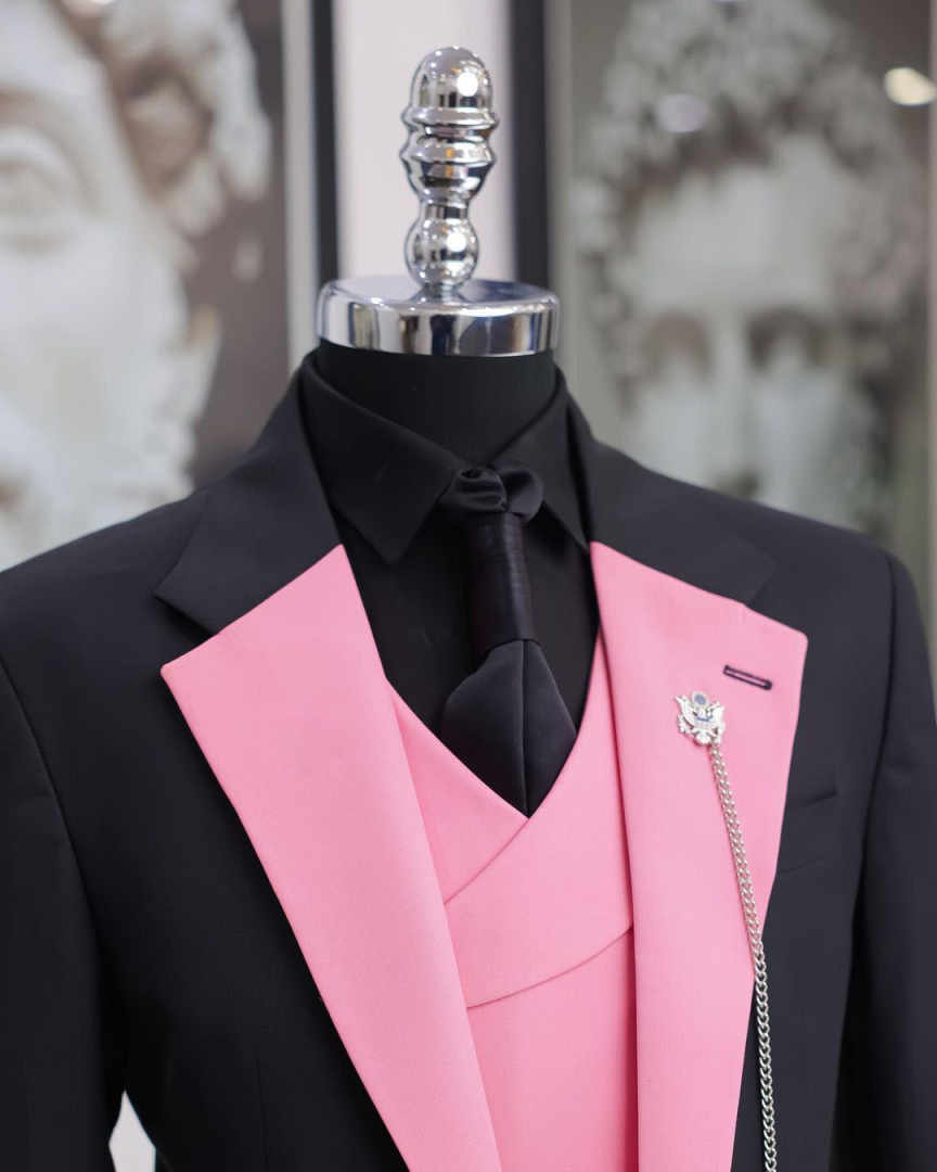 럭셔리 블랙 핑크 남성 턱시도 숄 라펠 3피스 정장 웨 - Men Formal Wear Shop 리뷰 및 가격