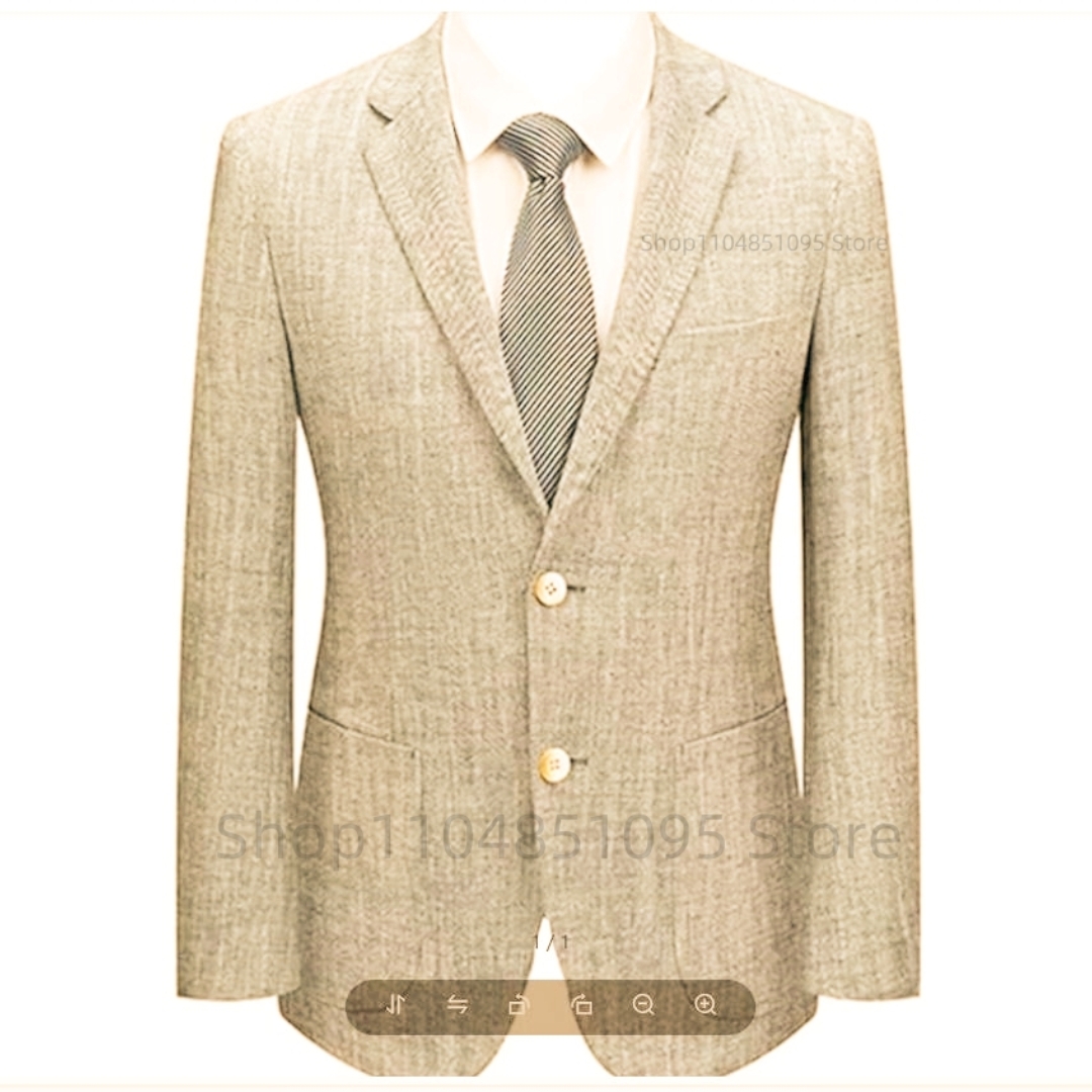 남성 슬림핏 린넨 수트 블레이저 베이지/블루 투버튼 수 - Men Formal Wear Summer 리뷰 및 가격
