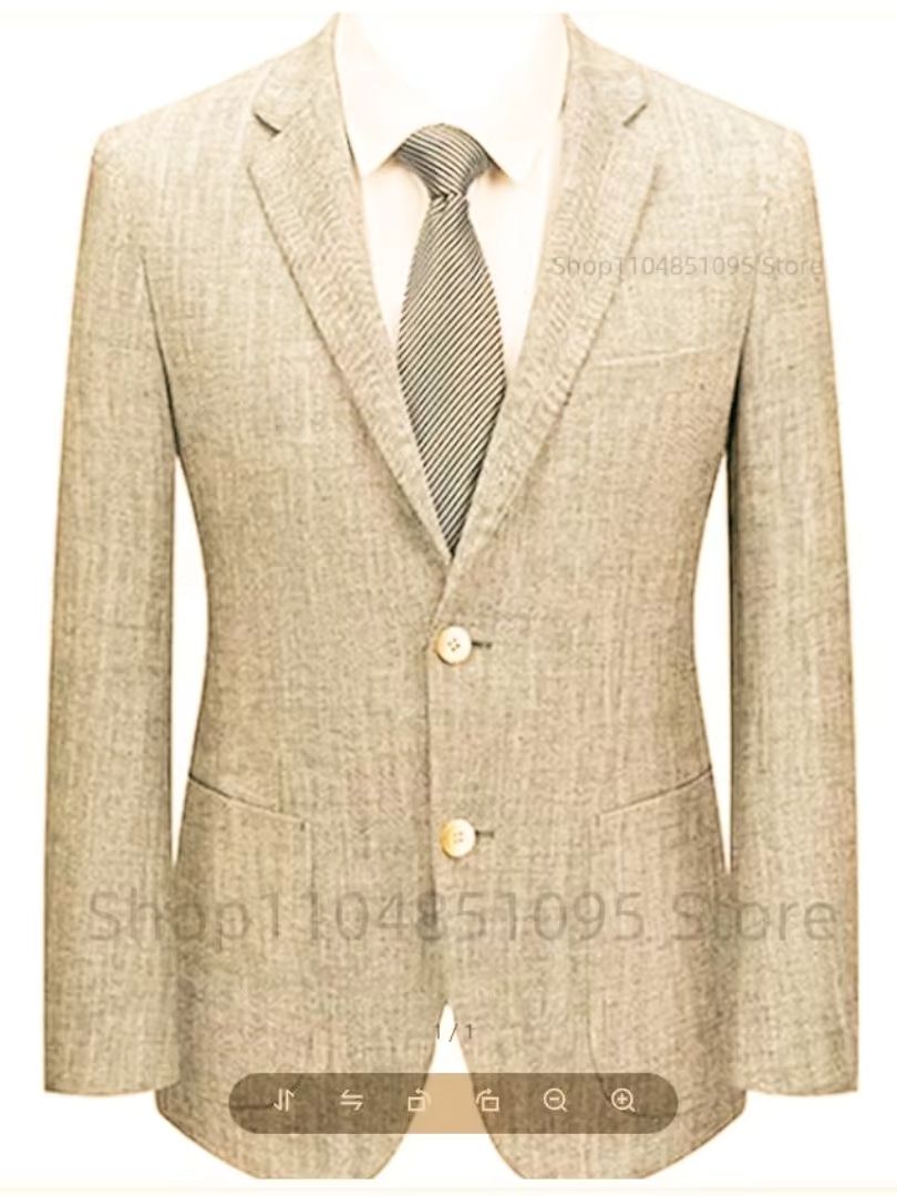 남성 슬림핏 린넨 수트 블레이저 베이지/블루 투버튼 수 - Men Formal Wear Summer 리뷰 및 가격
