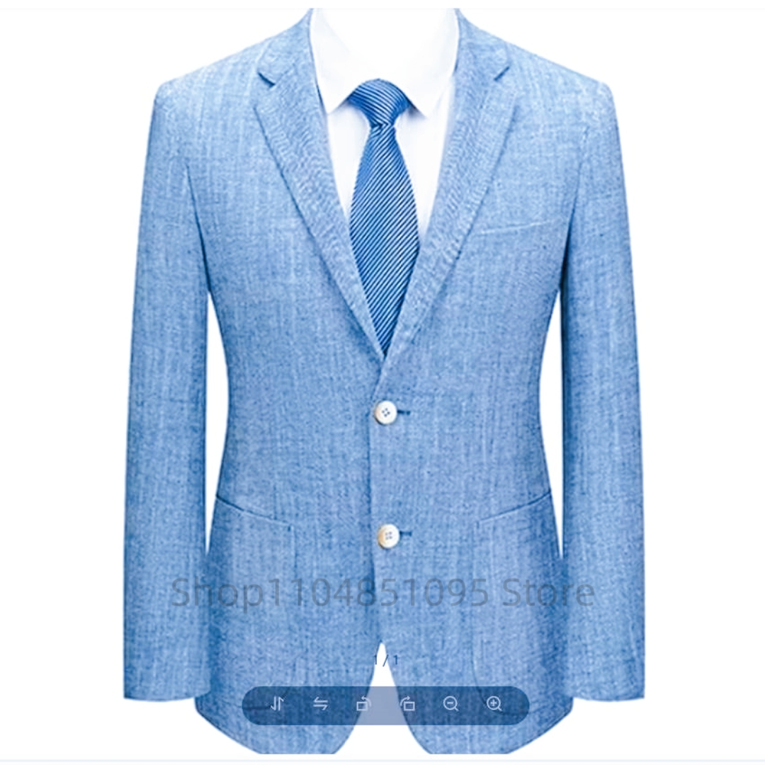 남성 슬림핏 린넨 수트 블레이저 베이지/블루 투버튼 수 - Men Formal Wear Summer 리뷰 및 가격