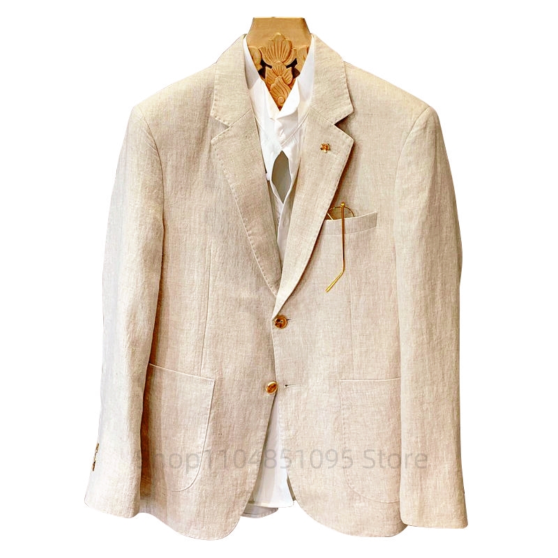 베이지 남성 정장 리넨 블레이저 재킷 비즈니스 캐주얼  - Men Formal Wear Summer 리뷰 및 가격