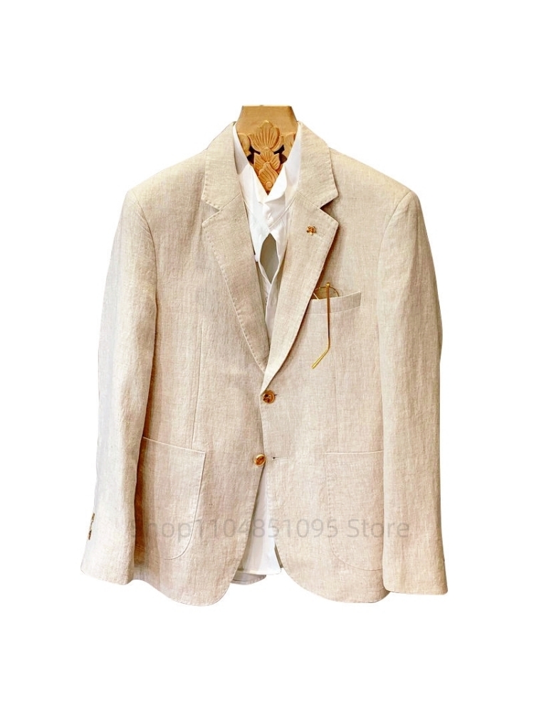 베이지 남성 정장 리넨 블레이저 재킷 비즈니스 캐주얼  - Men Formal Wear Summer 리뷰 및 가격