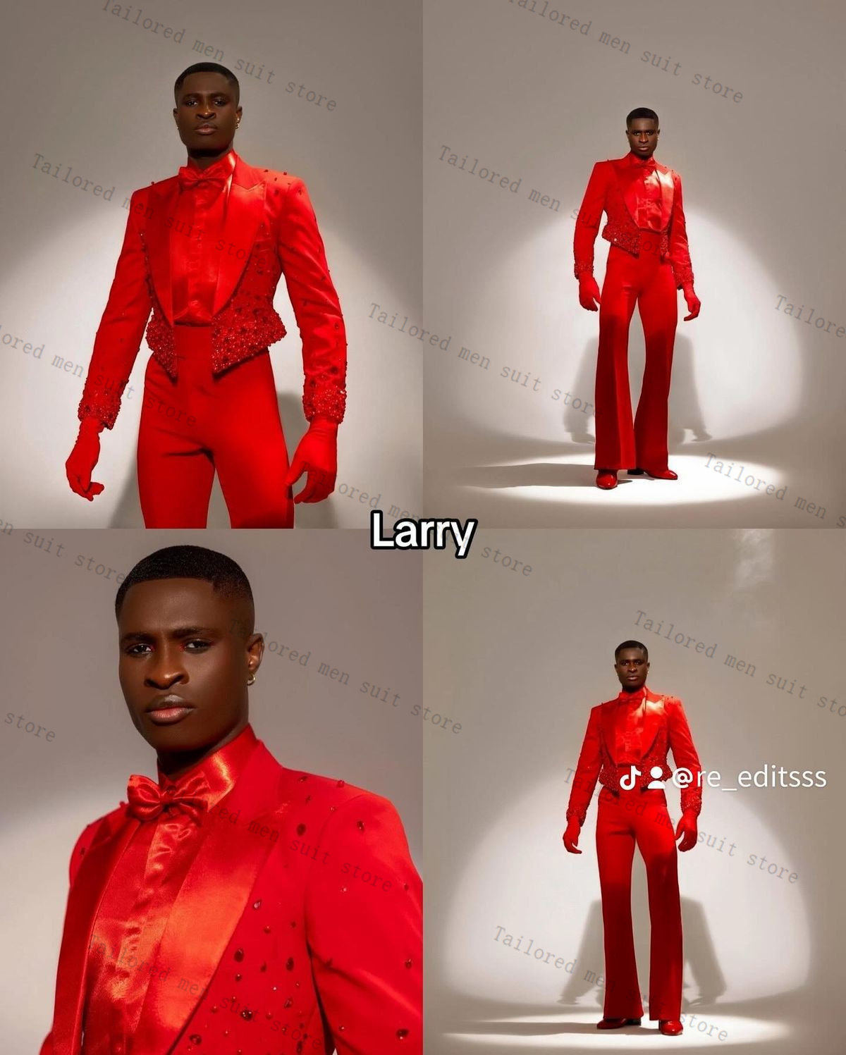 레드 크리스탈 남성 정장 세트 2피스 숏 블레이저+바지 - Men Formal Wear Wedding Guest 리뷰 및 가격