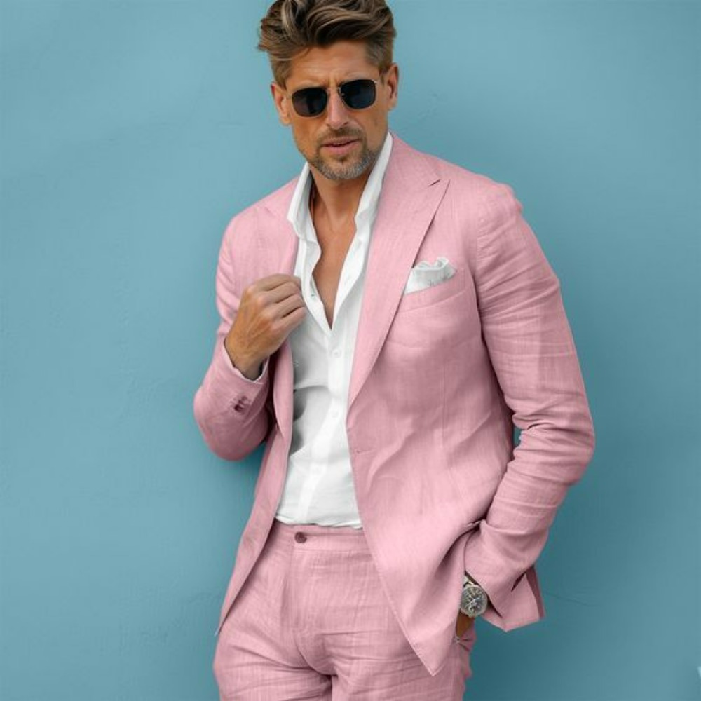 린넨 웨딩 남성 정장 슬림핏 블레이저 팬츠 세트 여름  - Men Formal Wear Summer 리뷰 및 가격
