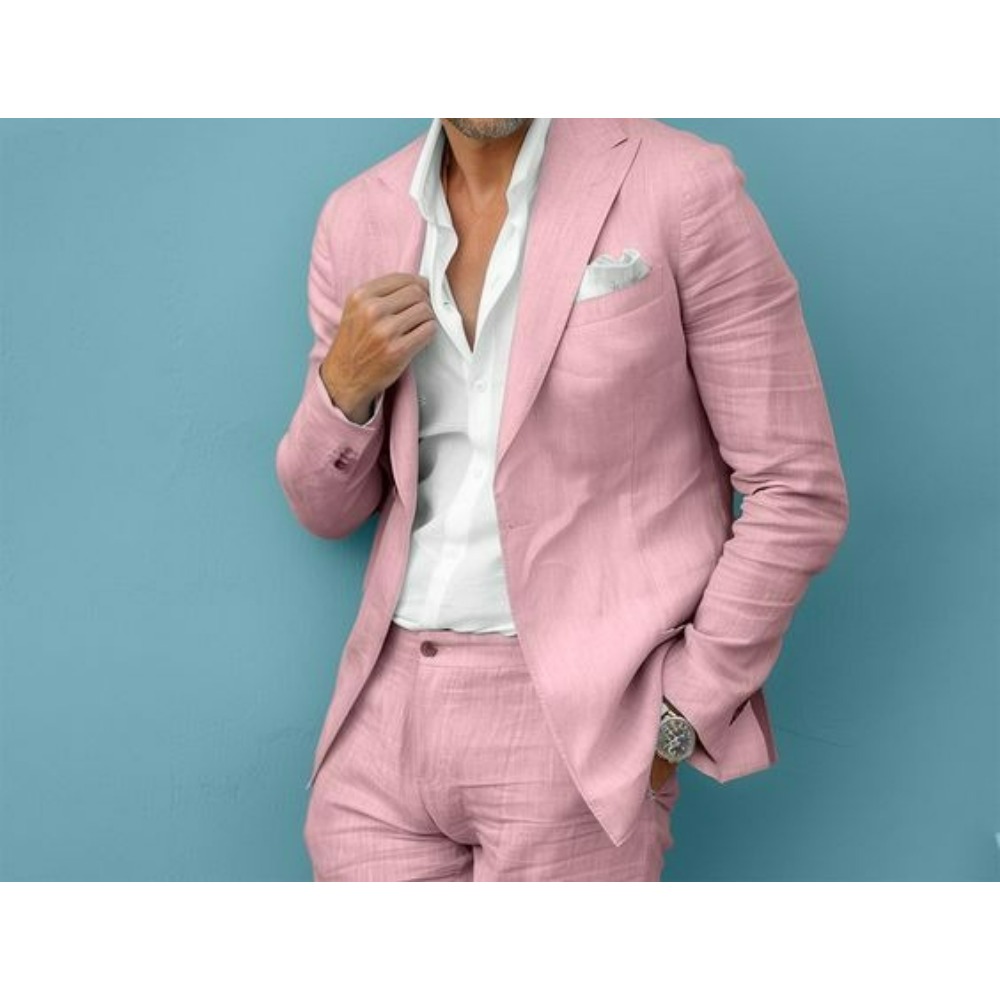린넨 웨딩 남성 정장 슬림핏 블레이저 팬츠 세트 여름  - Men Formal Wear Summer 리뷰 및 가격