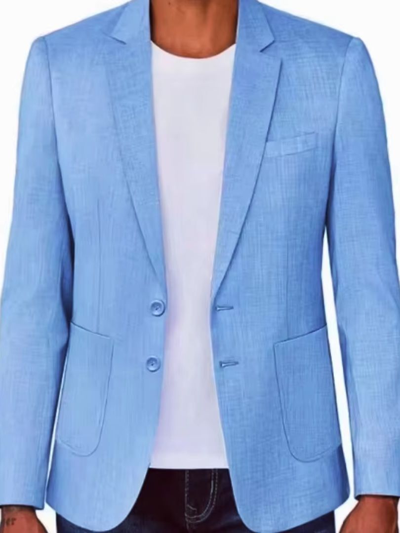 슬림핏 남성용 베이지/블루 리넨 블레이저 캐주얼 파티  - Men Formal Wear Summer 리뷰 및 가격