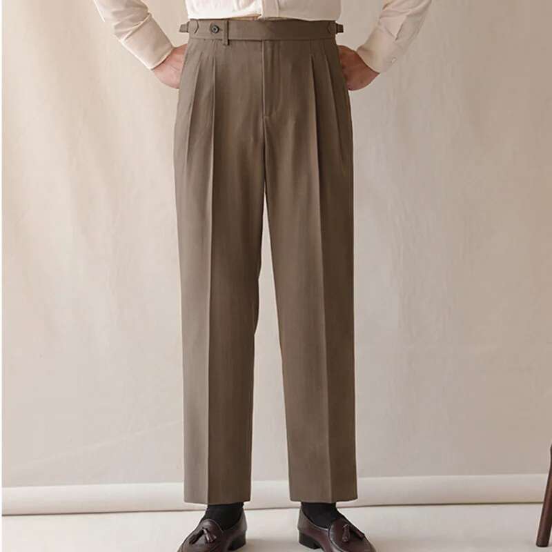 비즈니스 하이 웨이스트 스트레이트 세트 바지, 영국 슬 - Men Formal Wear Shop 리뷰 및 가격