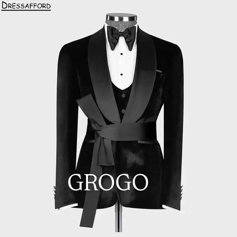 블랙 솔리드 정장 웨딩 수트 벨트 포함 남성 비즈니스  - Men'S Formal Wear No Suit 리뷰 및 가격