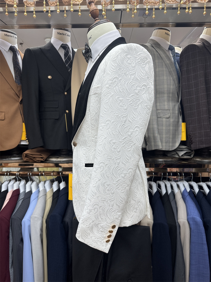 웨딩용 플로럴 그룸 턱시도 3피스 블랙 숄 라펠 정장  - Formal Wear For Men Black Suit 리뷰 및 가격