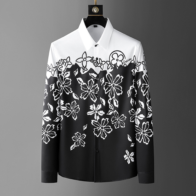 럭셔리 고품질 망 빈티지 꽃 인쇄 긴 소매 셔츠 봄 사 - Men'S Vintage Formal Wear 리뷰 및 가격