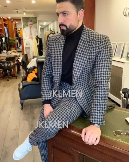 Houndstooth Mens 정장 2PCS 웨딩 턱시 - Men'S Vintage Formal Wear 리뷰 및 가격