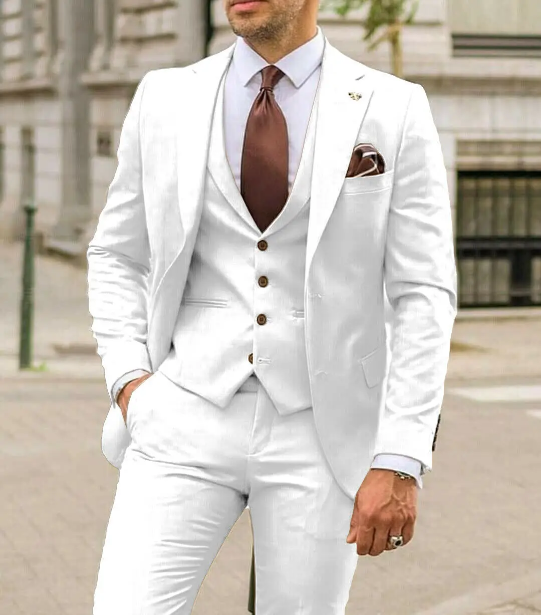 노치 라펠 남성 정장 슬림핏 비즈니스 포멀 3피스 수트 - Men Formal Wear Wedding Guest 리뷰 및 가격