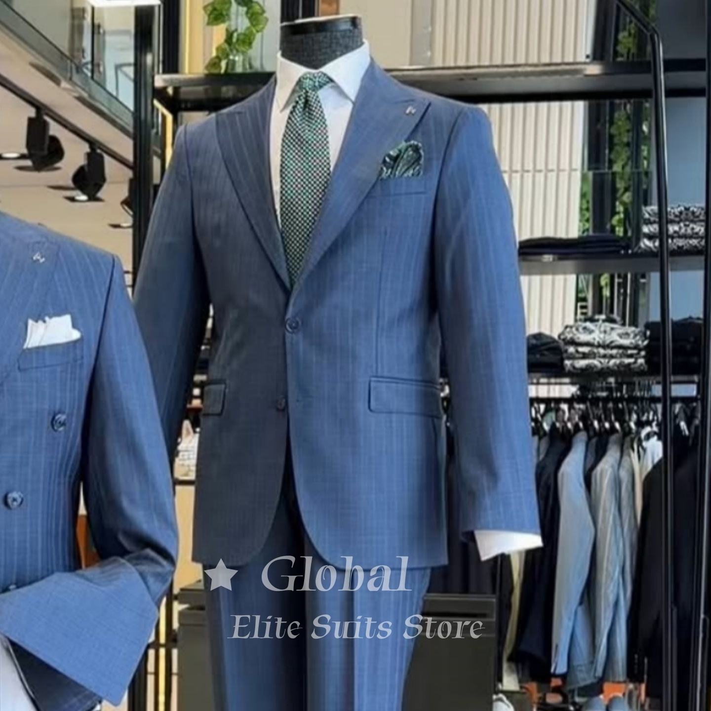 빈티지 남성 투버튼 블루 초크 스트라이프 투피스 수트  - Men'S Vintage Formal Wear 리뷰 및 가격