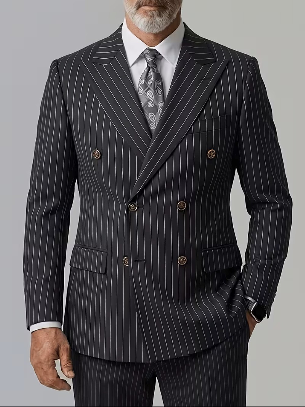   남성용 블랙 핀스트라이프 더블 브레스티드 블레이저, - Formal Wear For Men Black Suit 리뷰 및 가격