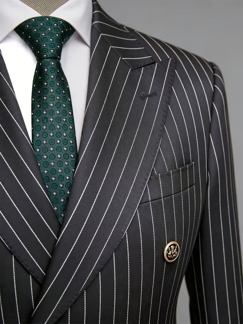   남성용 블랙 핀스트라이프 더블 브레스티드 블레이저, - Formal Wear For Men Black Suit 리뷰 및 가격