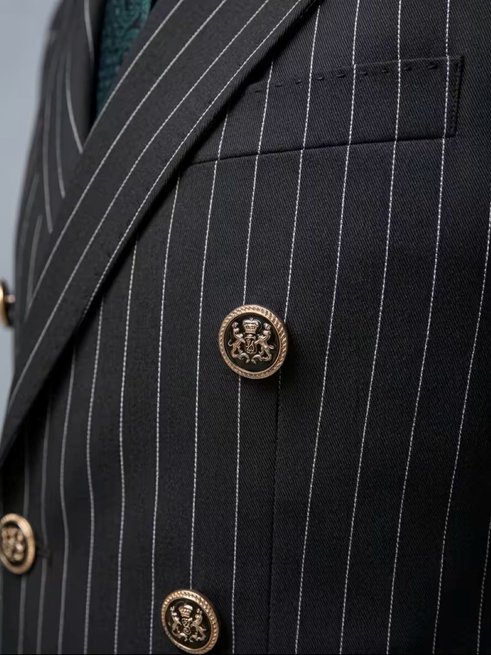   남성용 블랙 핀스트라이프 더블 브레스티드 블레이저, - Formal Wear For Men Black Suit 리뷰 및 가격